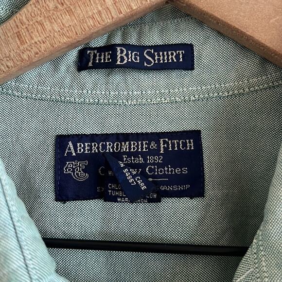 Vintage Abercrombie & Fitch The Big Shirt Classic Button Front Collar Green M - Picture 3 of 7